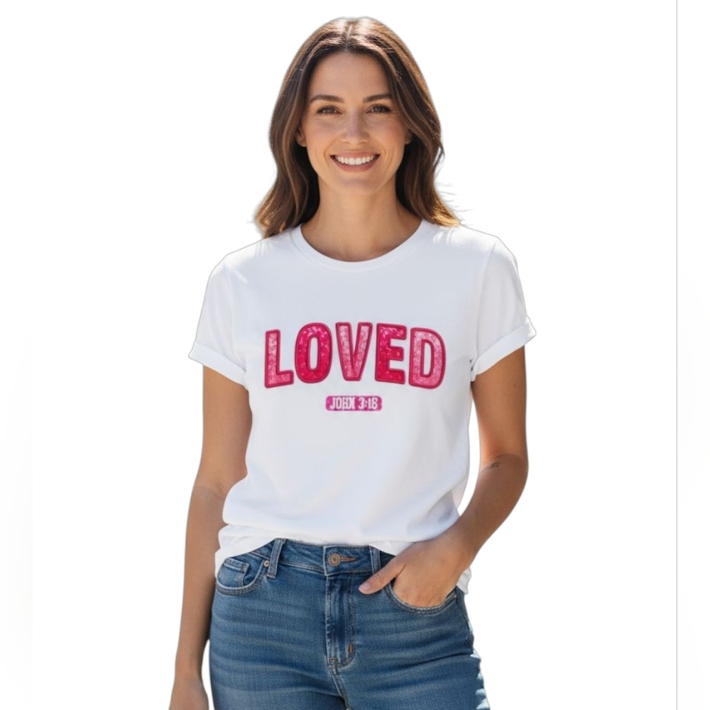 2FOR$30 - NWT White LOVED John 3:16 Short Sleeve Tee